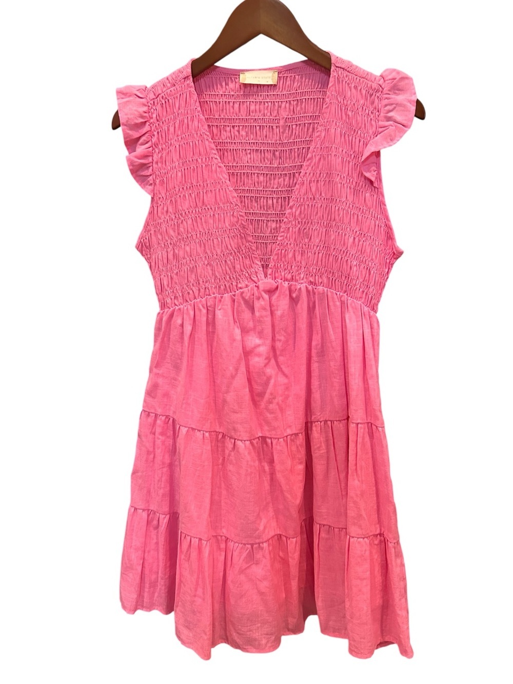 Altar'd State Pink smocked ruffled Mini Dress. Girly coquette Medium